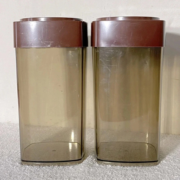 Vintage  Brown Transparent Plastic Canister Set - Picture 4 of 11